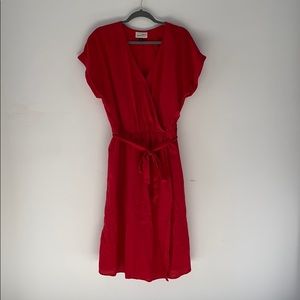 Short sleeve midi wrap dress